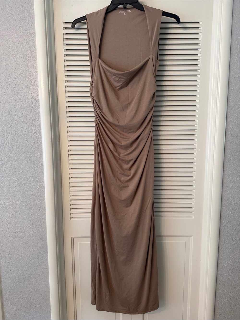 Abercrombie & Fitch Sleeveless Draped Maxi Dress - Taupe